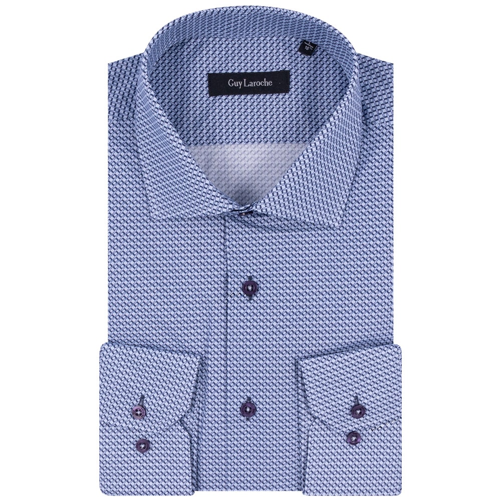 Guy Laroche Μπλε Πουκάμισο Με Σχέδιο Regular Fit - GLDW28729/CL-1