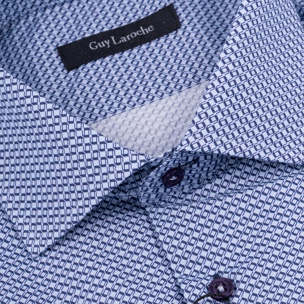 Guy Laroche Μπλε Πουκάμισο Με Σχέδιο Regular Fit - GLDW28729/CL-1