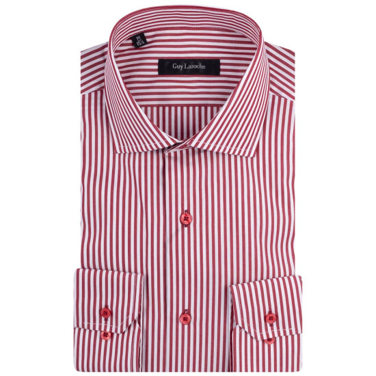 Guy Laroche Κόκκινο Πουκάμισο Ριγέ  Regular Fit - GLES18235/CL