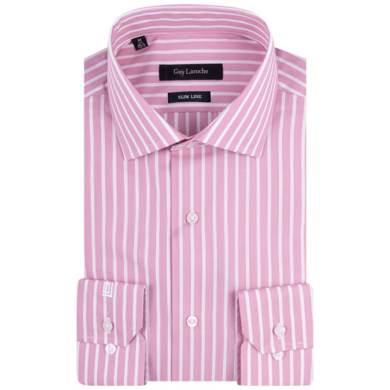 Guy Laroche Ροζ Πουκάμισο Ριγέ Slim Fit - GLES18238/SL