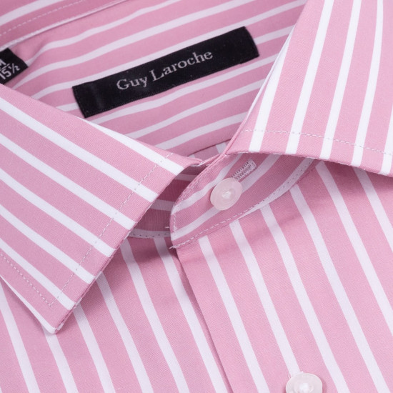 Guy Laroche Ροζ Πουκάμισο Ριγέ Big & Tall - GLES18238/CL-1