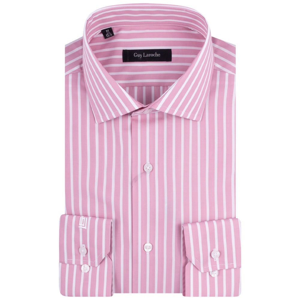 Guy Laroche Ροζ Πουκάμισο Ριγέ Big & Tall - GLES18238/CL-1