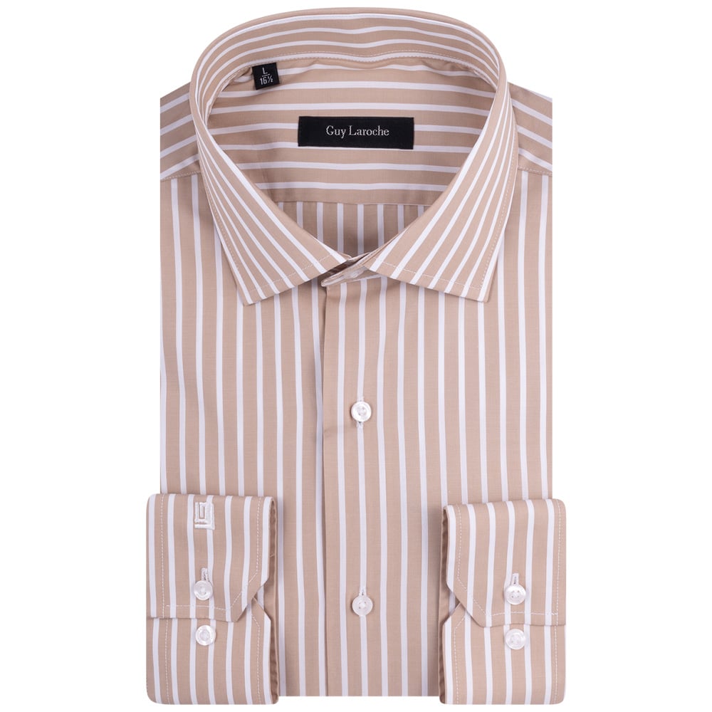 Guy Laroche Μπεζ Πουκάμισο Ριγέ Classic Fit - GLES18238/CL