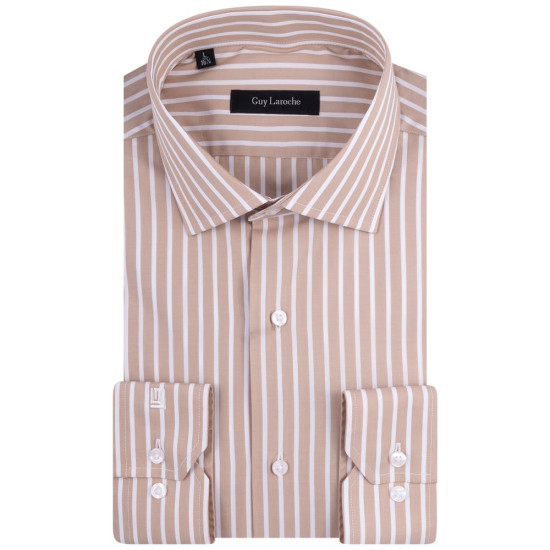 Guy Laroche Μπεζ Πουκάμισο Ριγέ Big & Tall - GLES18238/CL-1