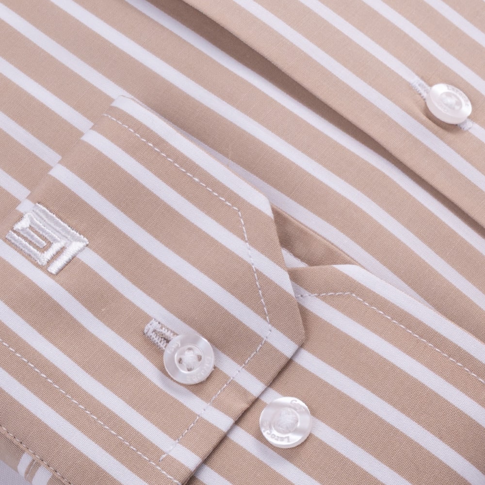Guy Laroche Μπεζ Πουκάμισο Ριγέ Slim Fit - GLES18238/SL