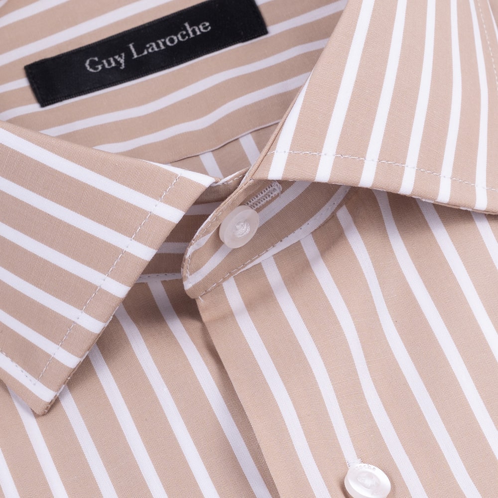 Guy Laroche Μπεζ Πουκάμισο Ριγέ Slim Fit - GLES18238/SL