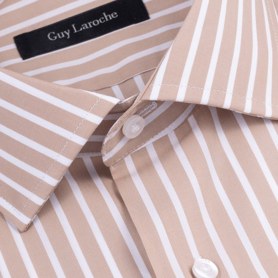 Guy Laroche Μπεζ Πουκάμισο Ριγέ Big & Tall - GLES18238/CL-1