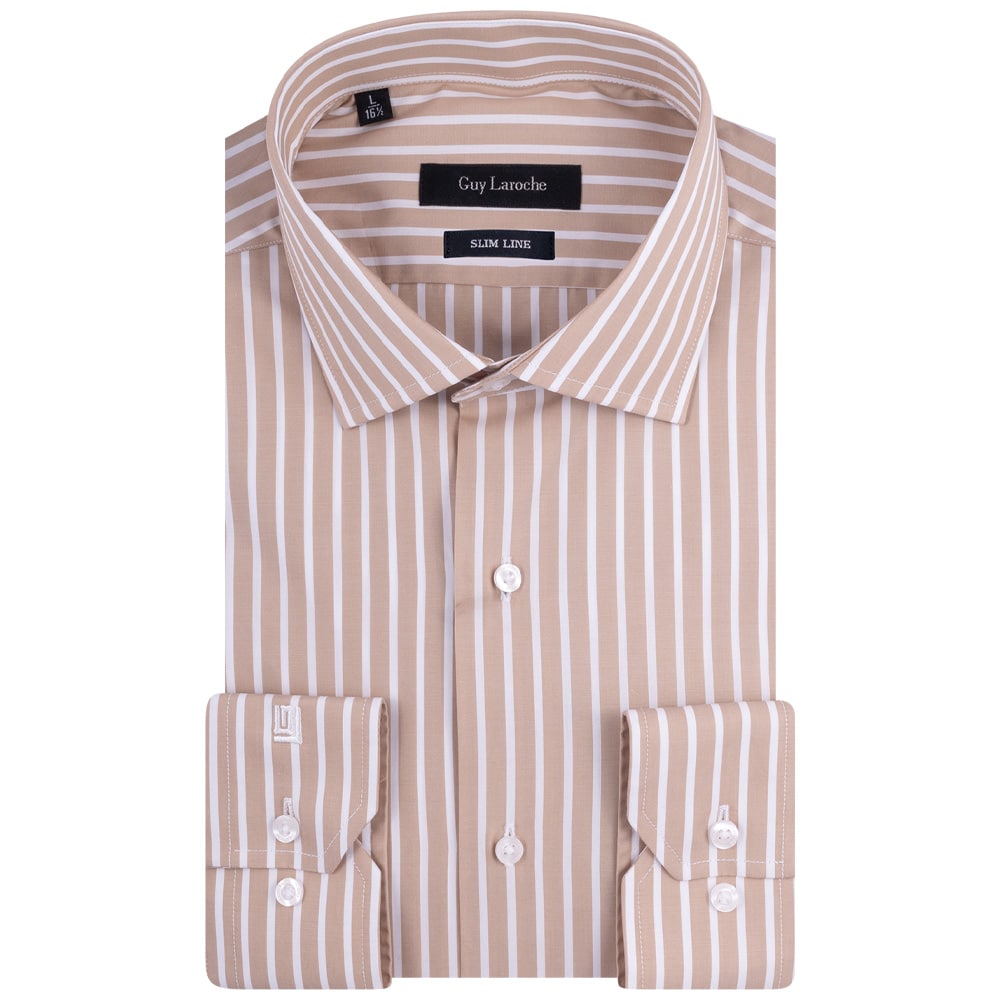 Guy Laroche Μπεζ Πουκάμισο Ριγέ Slim Fit - GLES18238/SL