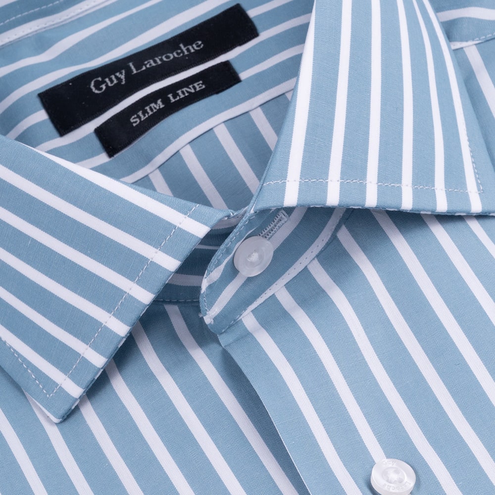 Guy Laroche Μπλε Πουκάμισο Ριγέ Big & Tall - GLES18238/CL-1