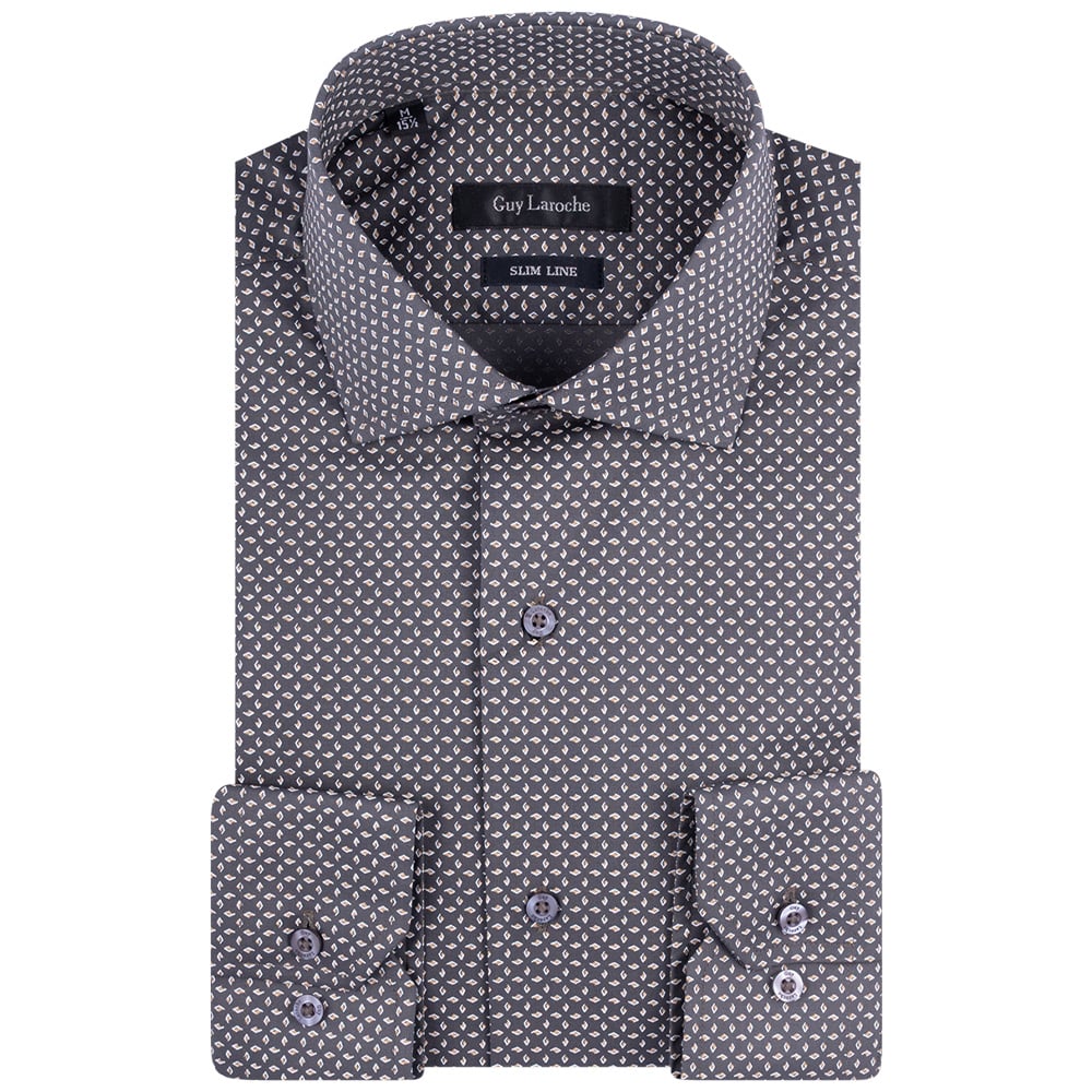 Guy Laroche Γκρι Πουκάμισο Με Σχέδιο Slim Fit - GLES18286/SL