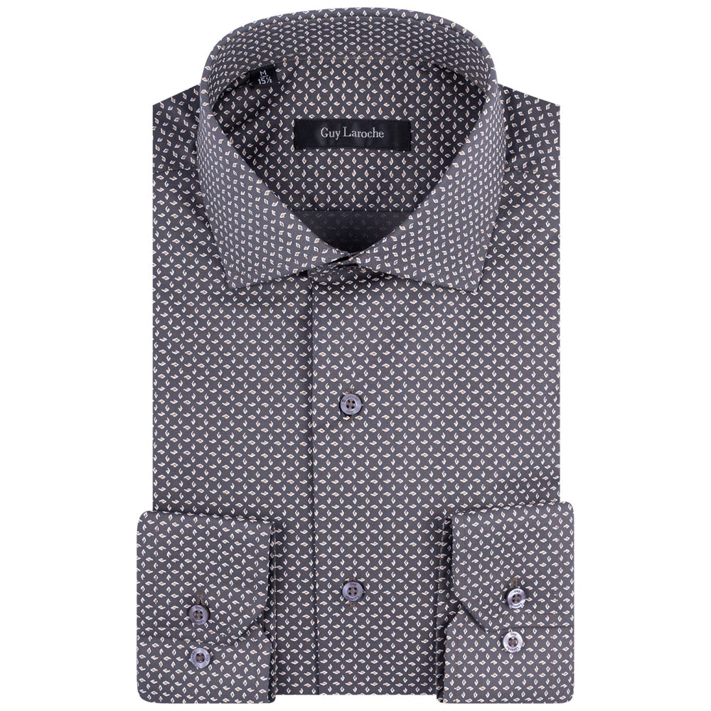 Guy Laroche Γκρι Πουκάμισο Με Σχέδιο Regular Fit - GLES18286/CL