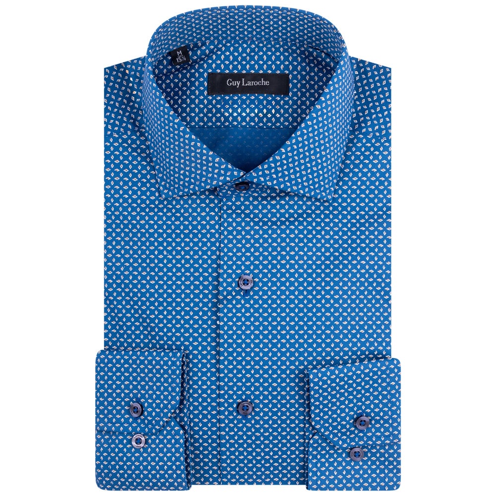 Guy Laroche Μπλε Πουκάμισο Με Σχέδιο Regular Fit - GLES18286/CL-1