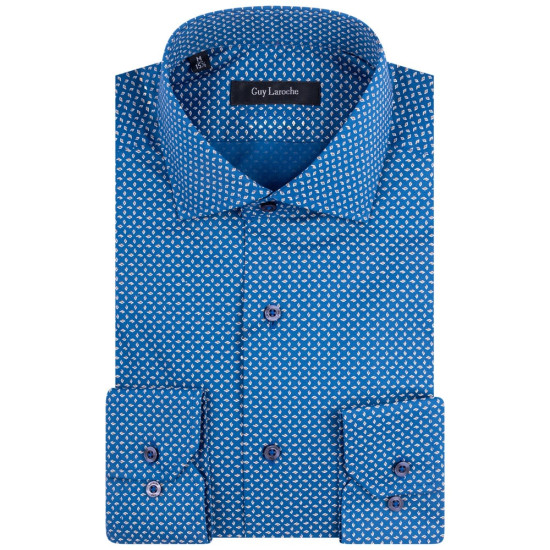 Guy Laroche Μπλε Πουκάμισο Με Σχέδιο Regular Fit - GLES18286/CL-1