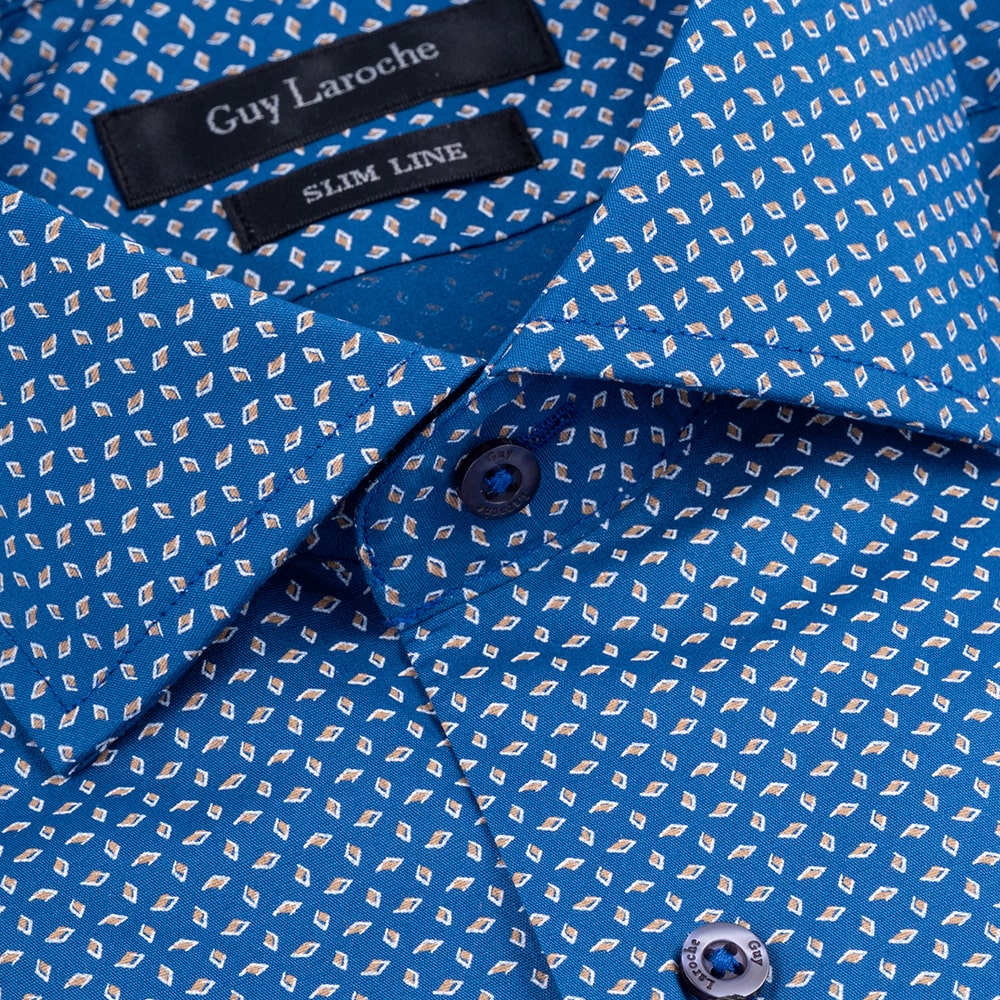 Guy Laroche Μπλε Πουκάμισο Με Σχέδιο Regular Fit - GLES18286/CL-1