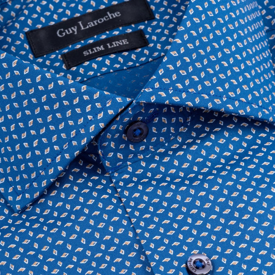 Guy Laroche Μπλε Πουκάμισο Με Σχέδιο Regular Fit - GLES18286/CL-1