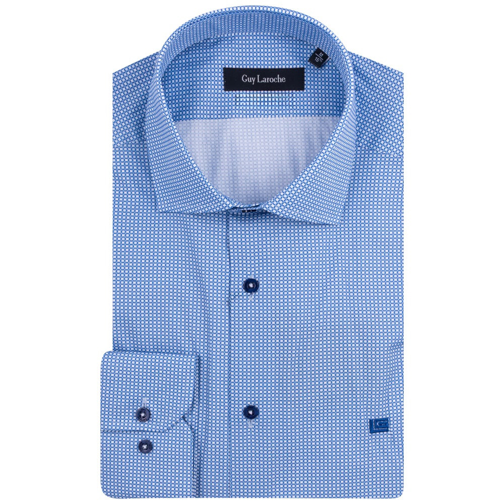 Guy Laroche Γαλάζιο Πουκάμισο Με Σχέδιο Regular Fit - GLES18342A/CL-1