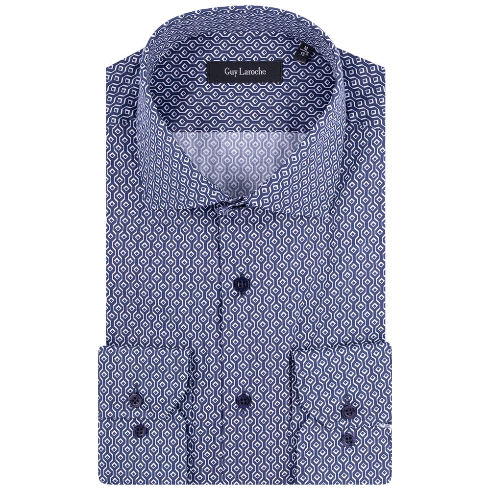 Guy Laroche Μπλε Πουκάμισο Με Σχέδιο Regular Fit - GLES18721/CL-1
