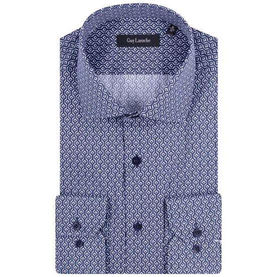 Guy Laroche Μπλε Πουκάμισο Με Σχέδιο Regular Fit - GLES18721/CL-1