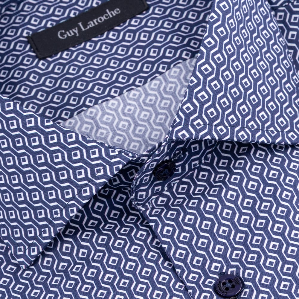 Guy Laroche Μπλε Πουκάμισο Με Σχέδιο Regular Fit - GLES18721/CL-1