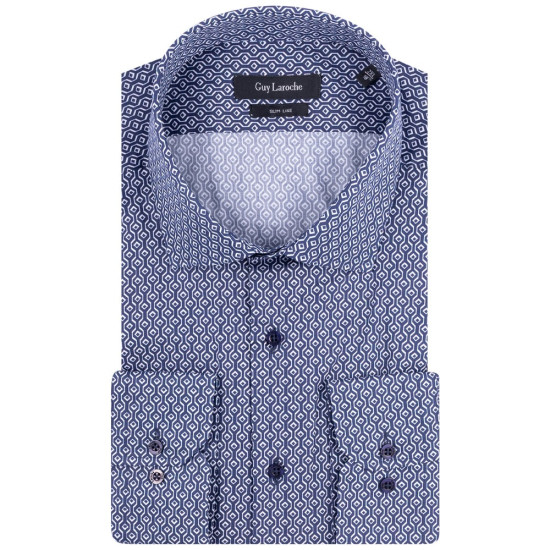 Guy Laroche Μπλε Πουκάμισο Με Σχέδιο Slim Fit - GLES18721/SL