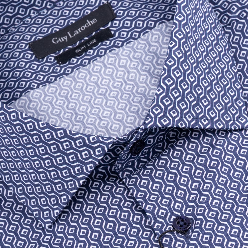 Guy Laroche Μπλε Πουκάμισο Με Σχέδιο Slim Fit - GLES18721/SL