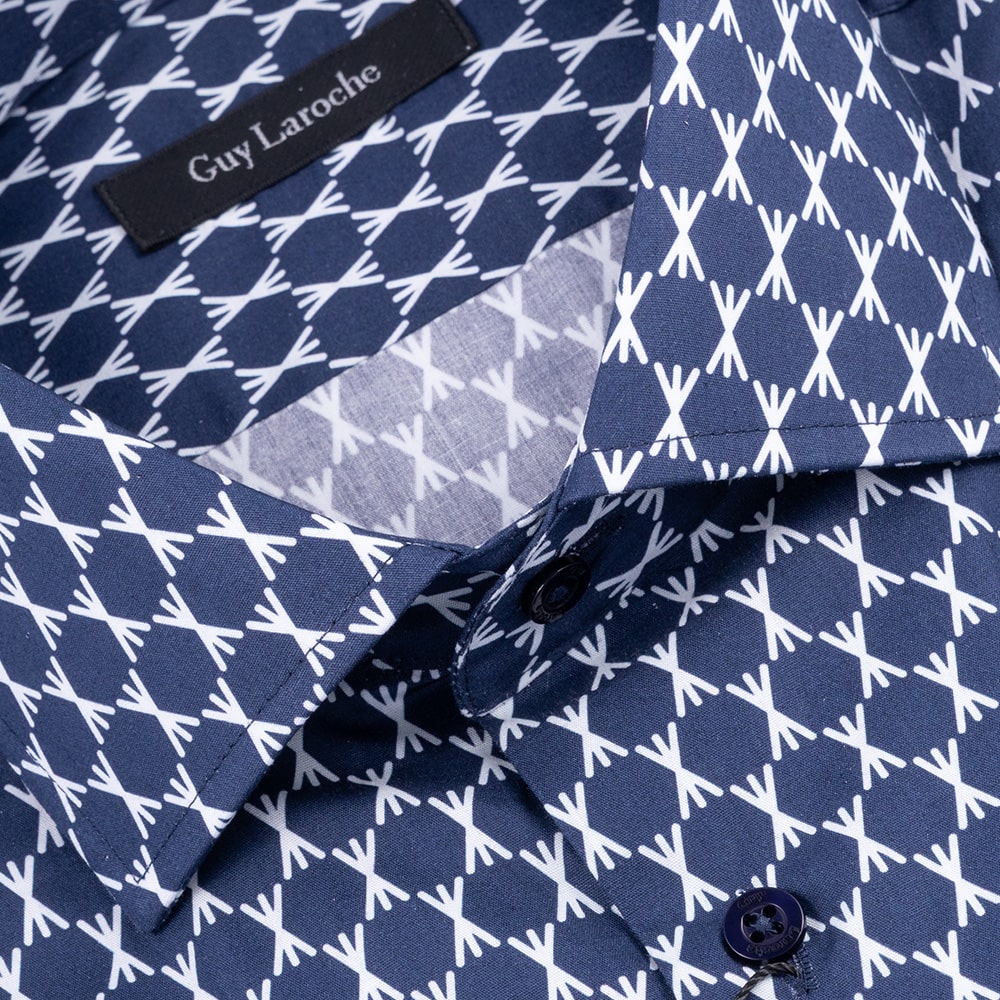 Guy Laroche Μπλε Πουκάμισο Με Σχέδιο Regular Fit - GLES18728/CL
