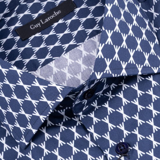 Guy Laroche Μπλε Πουκάμισο Με Σχέδιο Regular Fit - GLES18728/CL