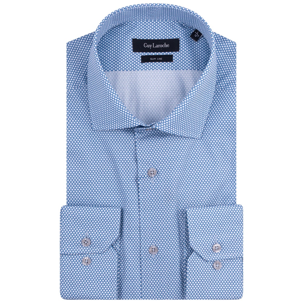 Guy Laroche Γαλάζιο Πουκάμισο Με Σχέδιο Slim Fit - GLES18740/SL