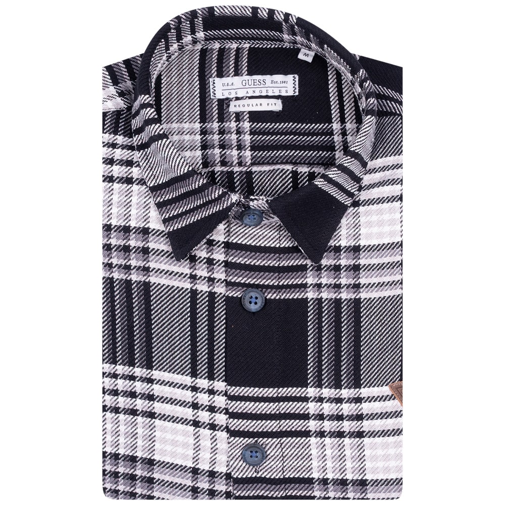 GUESS Λευκό Μαύρο Πουκάμισο Overshirt - GU0APM5BH24W19510000