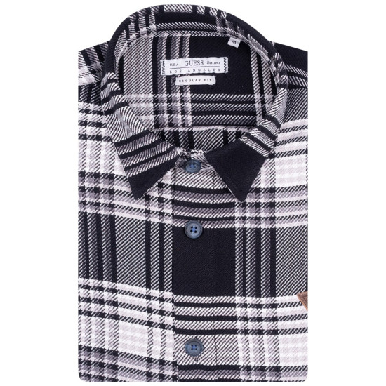 GUESS Λευκό Μαύρο Πουκάμισο Overshirt - GU0APM5BH24W19510000