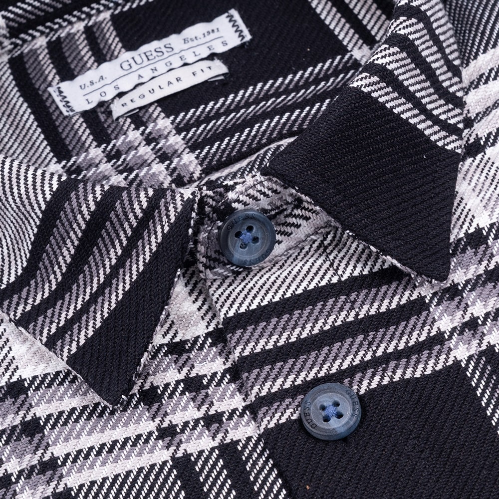GUESS Λευκό Μαύρο Πουκάμισο Overshirt - GU0APM5BH24W19510000