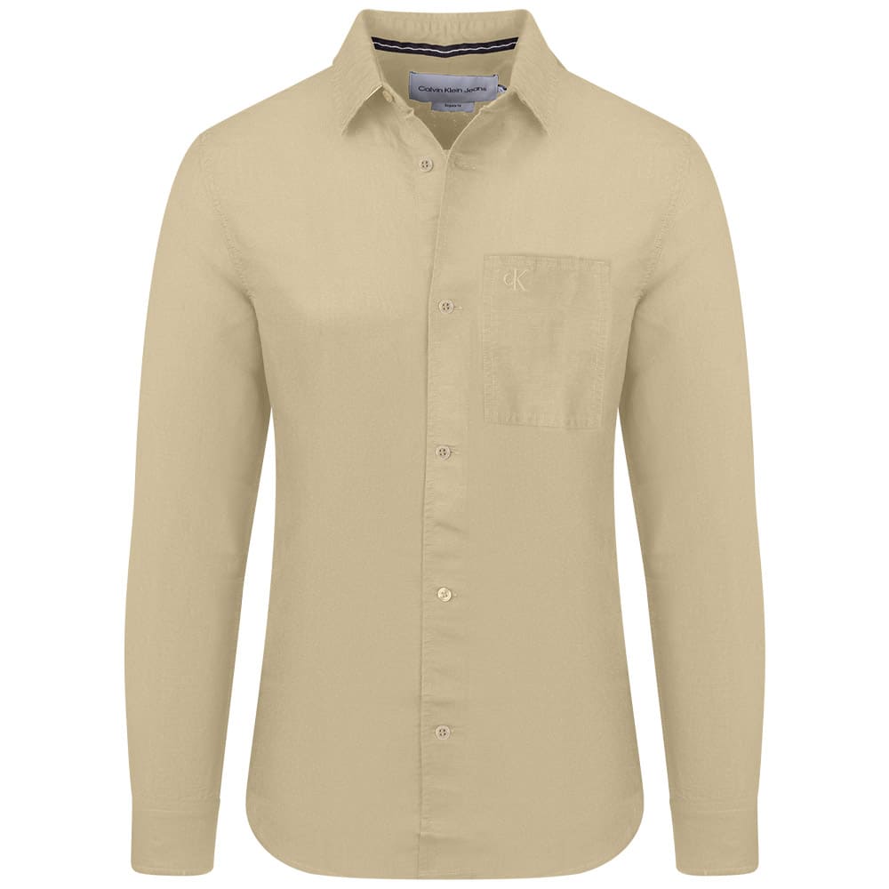 Calvin Klein Κίτρινο Πουκάμισο Linen Blend - J30J325172