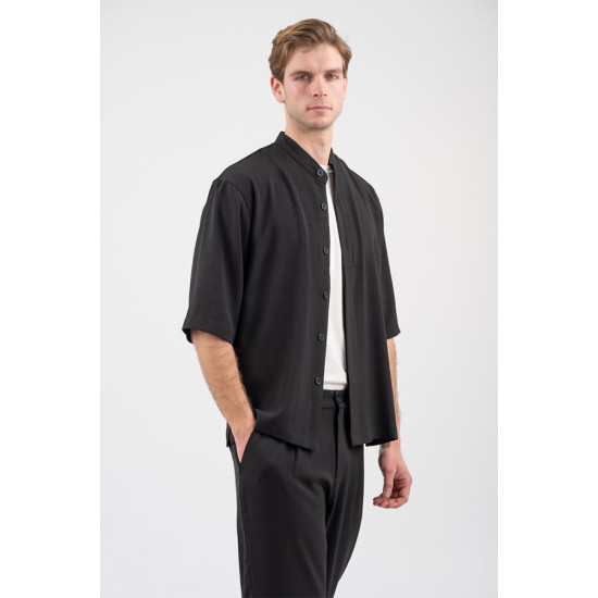 Vittorio Μαύρο Πουκάμισο Oversize - 300-26-MORRONE
