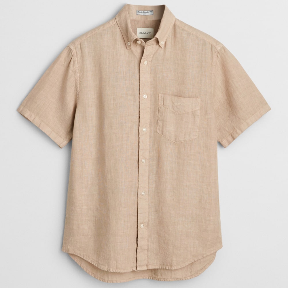 Gant Μπεζ Πουκάμισο Button Down 100% Λινό - 3G3240121
