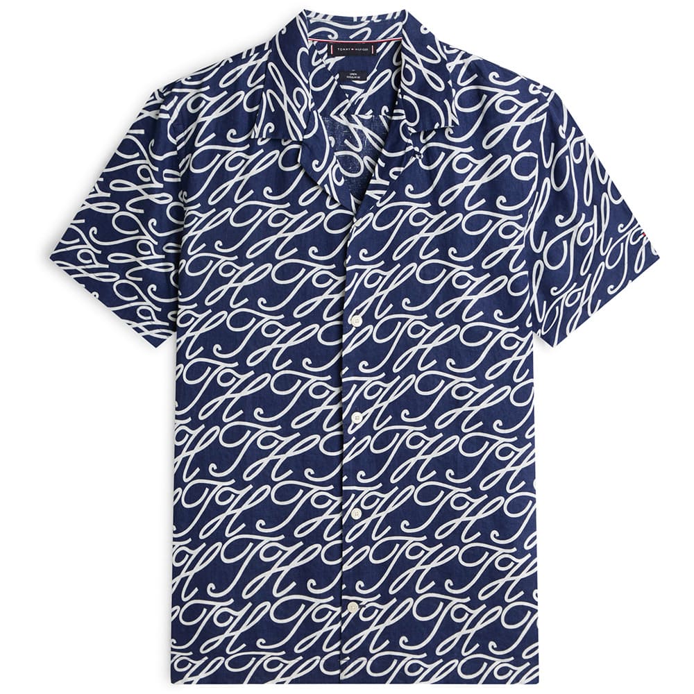 Tommy Hilfiger Μπλε Πουκάμισο Hawaiian 100% Λινό - MW0MW42987