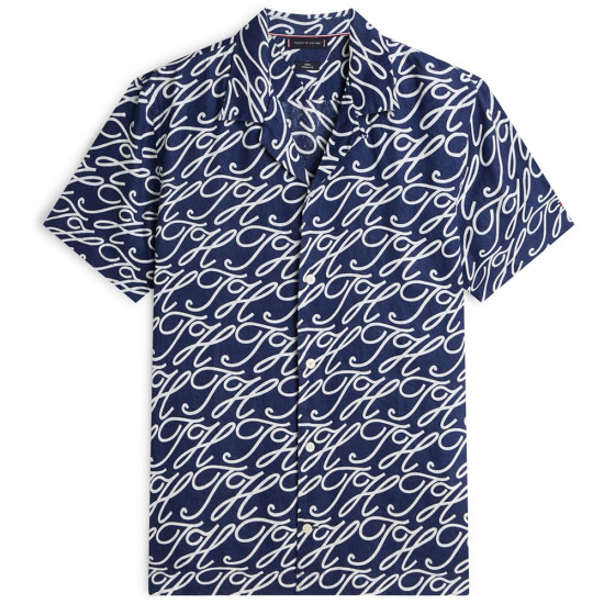 Tommy Hilfiger Μπλε Πουκάμισο Hawaiian 100% Λινό - MW0MW42987