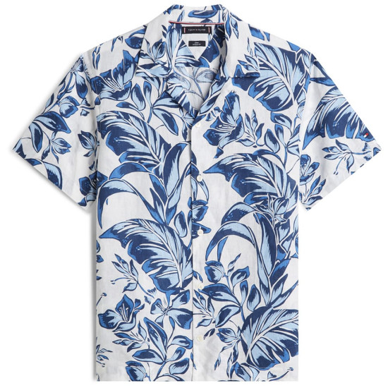 Tommy Hilfiger Μπλε Πουκάμισο Hawaiian 100% Λινό - MW0MW42403