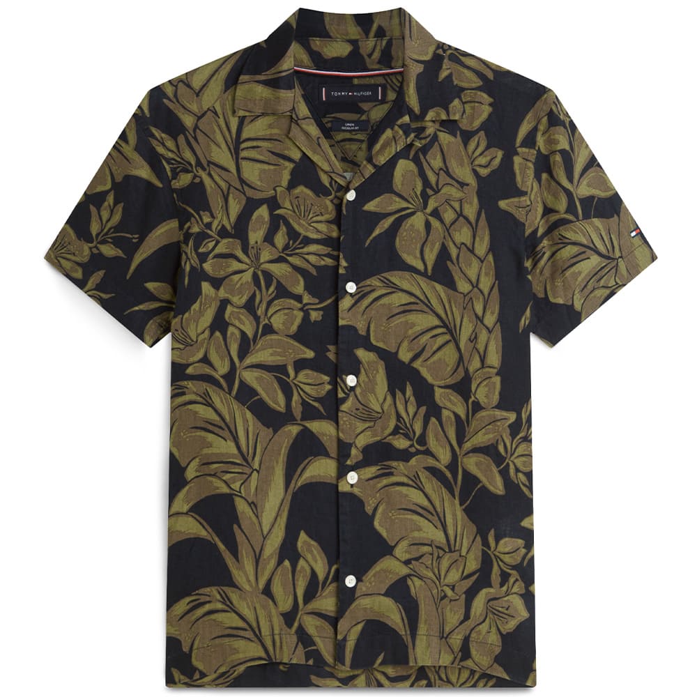 Tommy Hilfiger Λαδί Πουκάμισο Hawaiian 100% Λινό - MW0MW42403