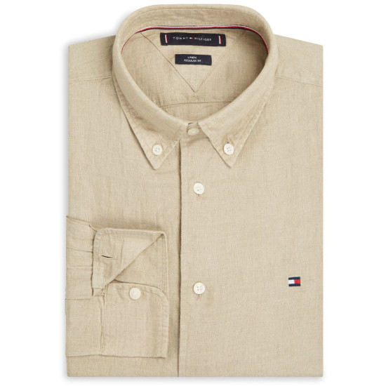 Tommy Hilfiger Μπεζ Πουκάμισο Button Down 100% Λινό - MW0MW41530