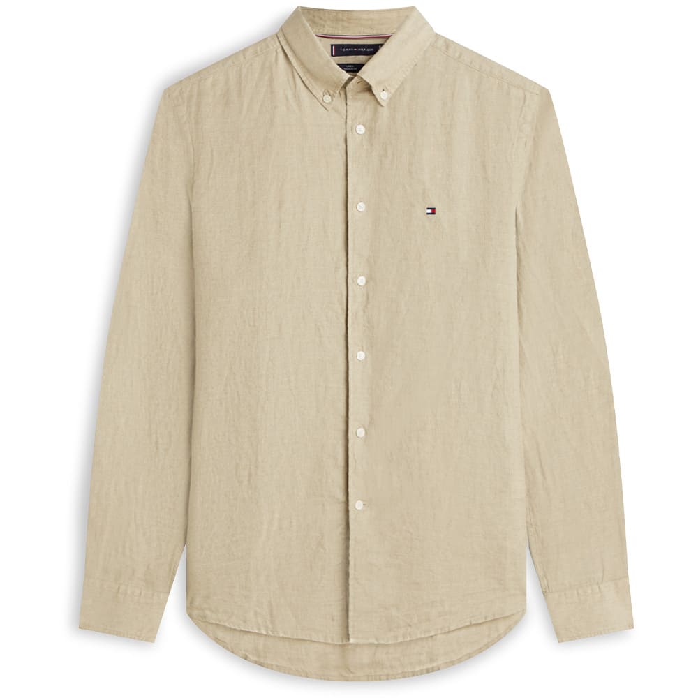 Tommy Hilfiger Μπεζ Πουκάμισο Button Down 100% Λινό - MW0MW41530