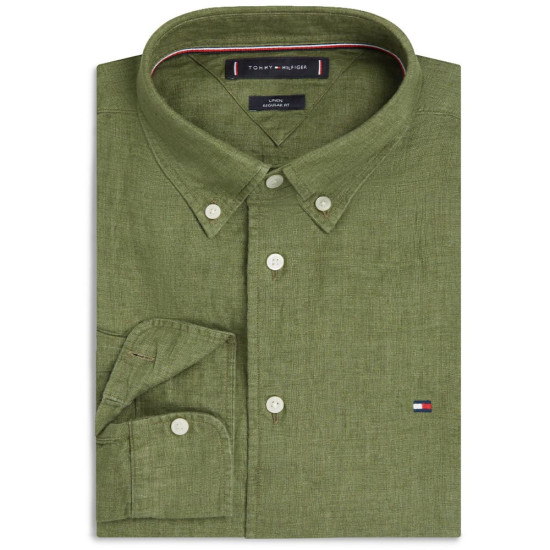 Tommy Hilfiger Πράσινο Πουκάμισο Button Down 100% Λινό - MW0MW41530