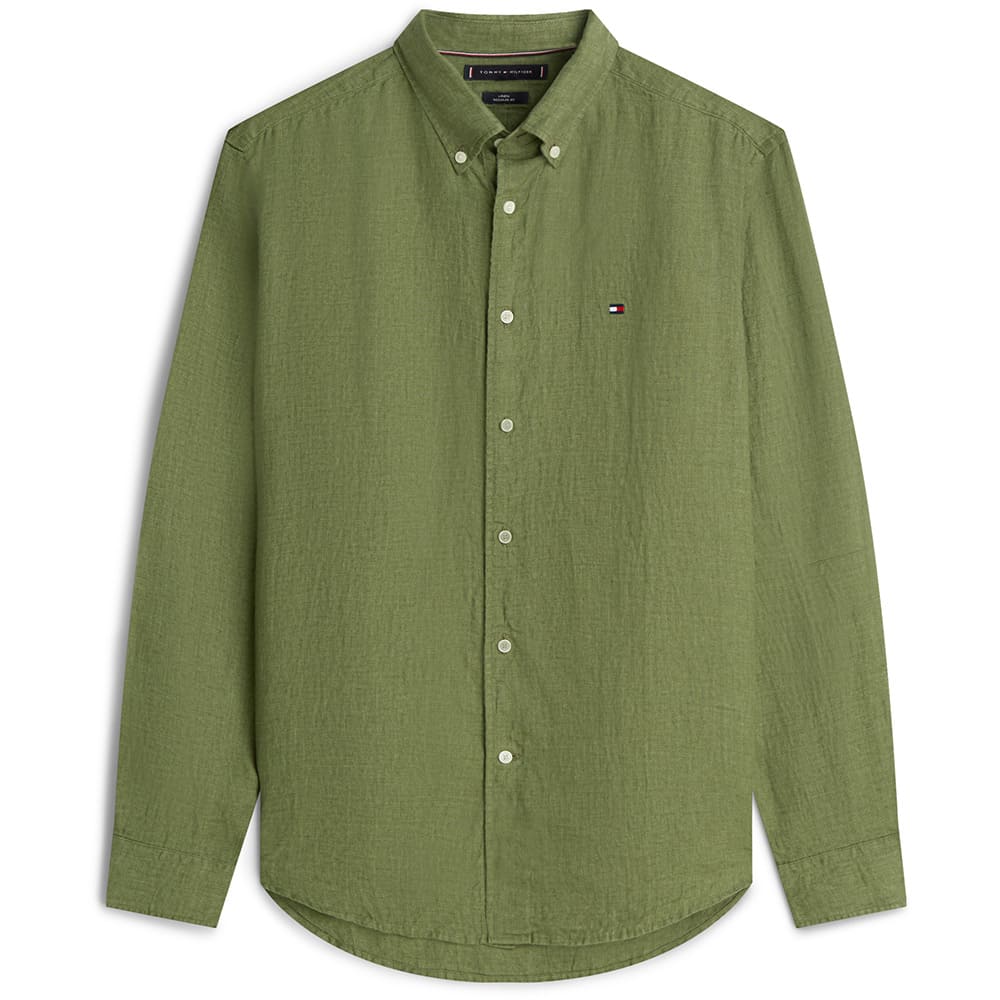 Tommy Hilfiger Πράσινο Πουκάμισο Button Down 100% Λινό - MW0MW41530