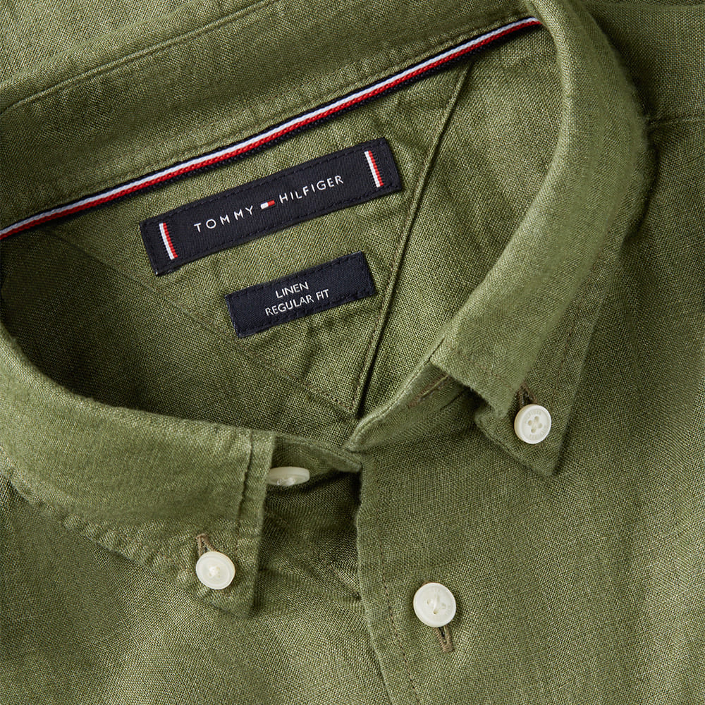 Tommy Hilfiger Πράσινο Πουκάμισο Button Down 100% Λινό - MW0MW41530