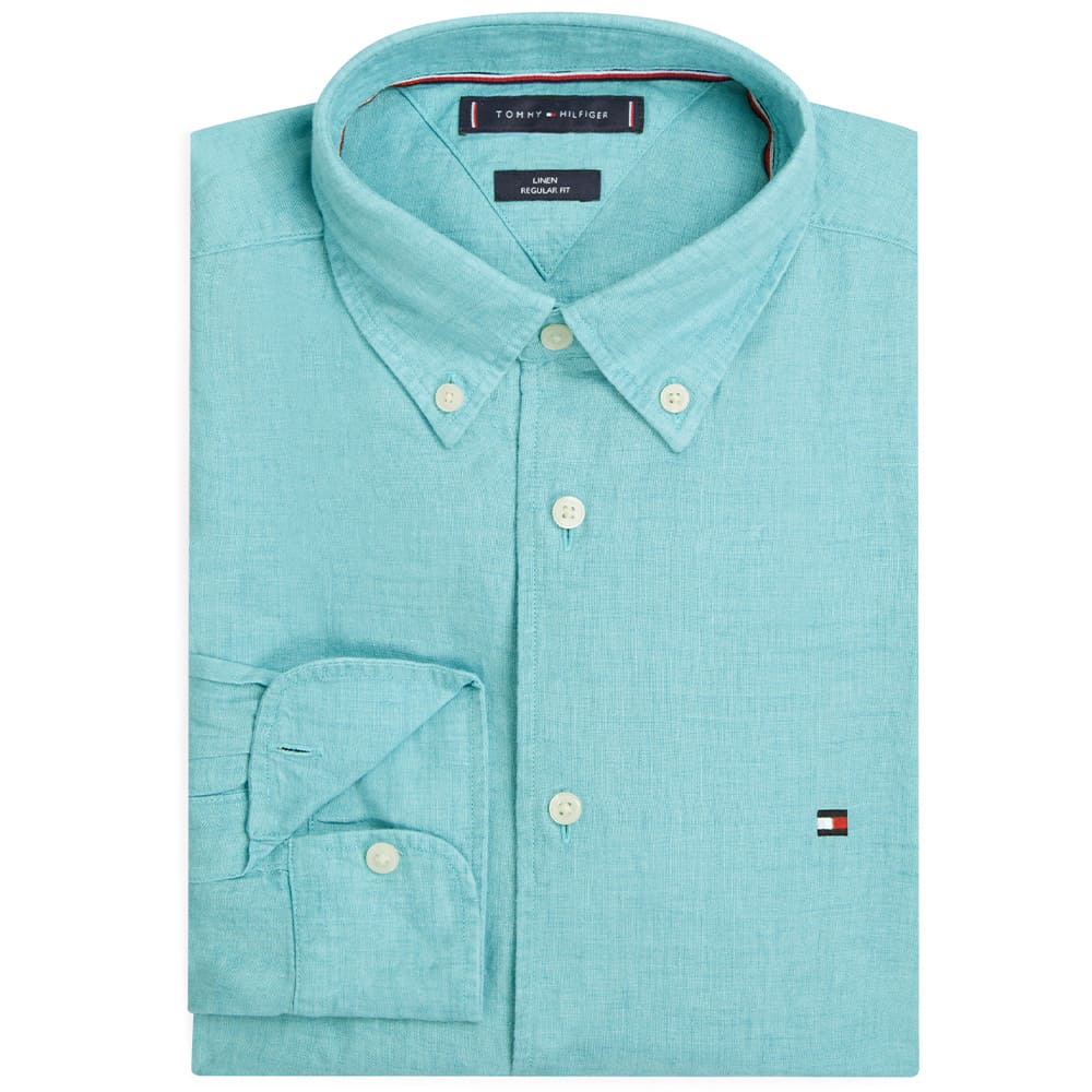 Tommy Hilfiger Γαλάζιο Πουκάμισο Button Down 100% Λινό - MW0MW41530