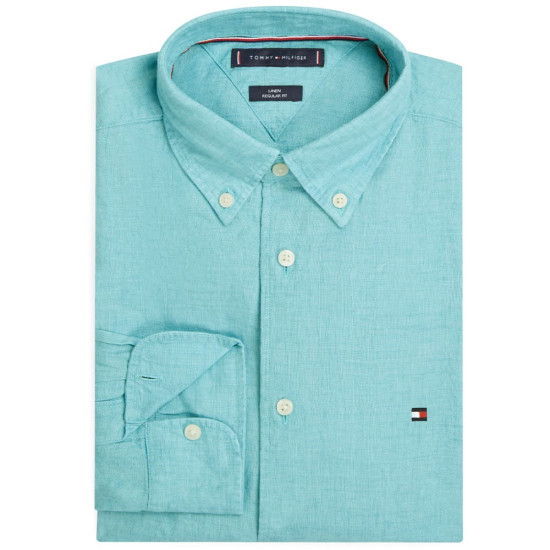 Tommy Hilfiger Γαλάζιο Πουκάμισο Button Down 100% Λινό - MW0MW41530