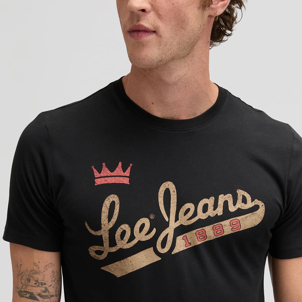 Lee Μαύρο T-shirt C Neck - 112376474