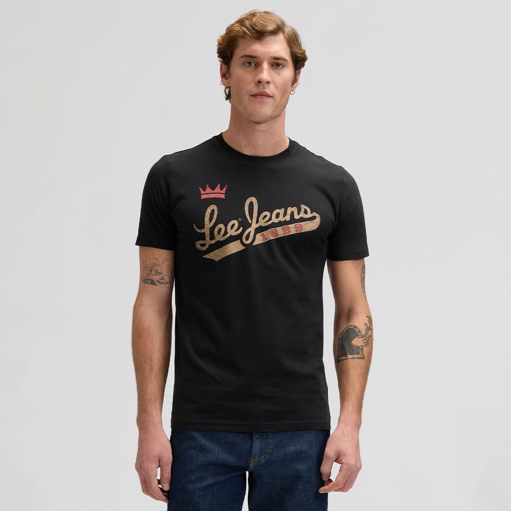 Lee Μαύρο T-shirt C Neck - 112376474