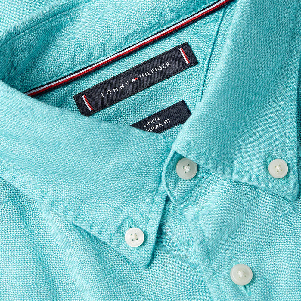 Tommy Hilfiger Γαλάζιο Πουκάμισο Button Down 100% Λινό - MW0MW41530