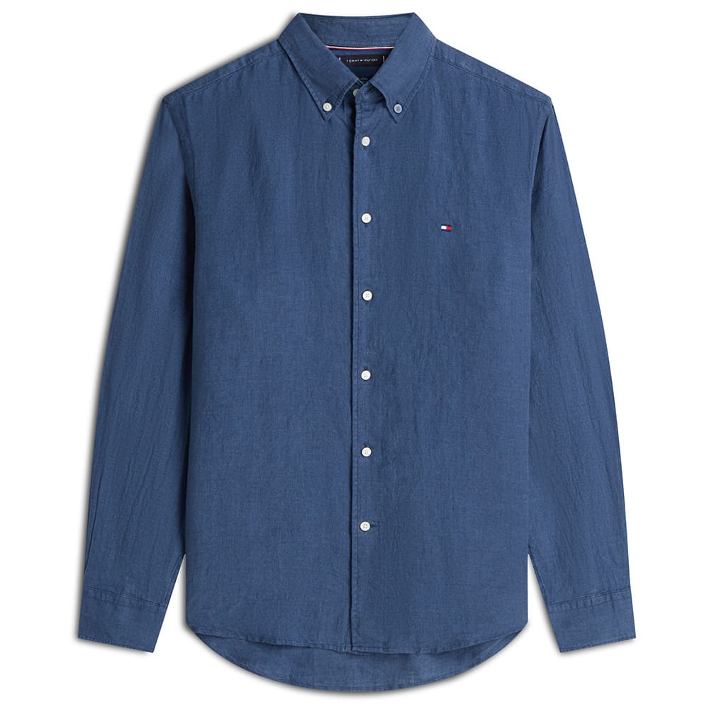 Tommy Hilfiger Μπλε Πουκάμισο Button Down 100% Λινό - MW0MW41530