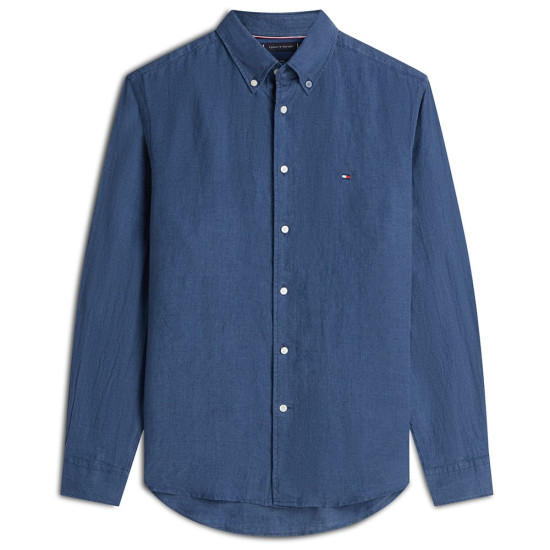 Tommy Hilfiger Μπλε Πουκάμισο Button Down 100% Λινό - MW0MW41530